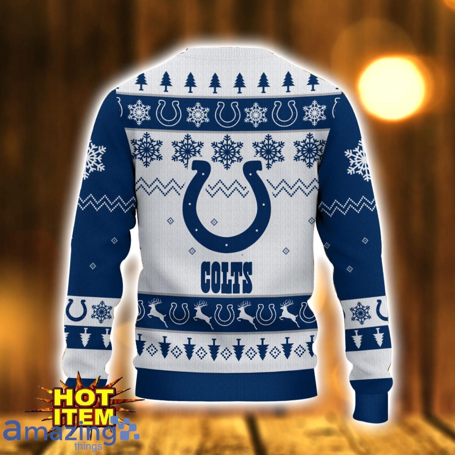 Indianapolis Colts Logo Cute Ugly Christmas Sweater 3D Printed Unisex Sweater image Indianapolis Colts Logo Cute Ugly Christmas Sweater 3D Printed Unisex Sweater Product Photo 3