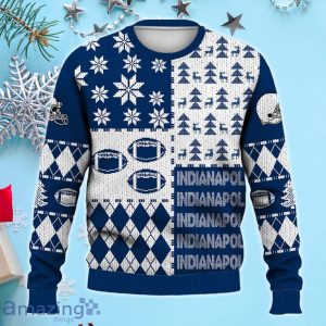 Indianapolis Ugly Sweater Christmas, Retro Football American Sweatshirt Pattern 3D For Fans Product Photo 2