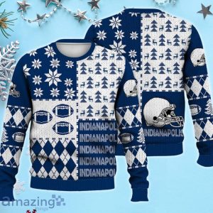 Indianapolis Ugly Sweater Christmas, Retro Football American Sweatshirt Pattern 3D For Fans Product Photo 1
