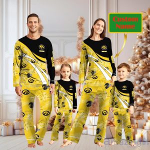 Iowa Hawkeyes Custom Name Christmas Pajamas For Fans Product Photo 1