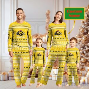 Iowa Hawkeyes Team Custom Name Christmas Pajamas For Fans Product Photo 1