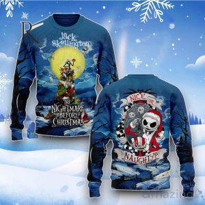 Jack Skellington The Nightmare Before Christmas Nice Or Naughty Ugly Sweater Product Photo 1