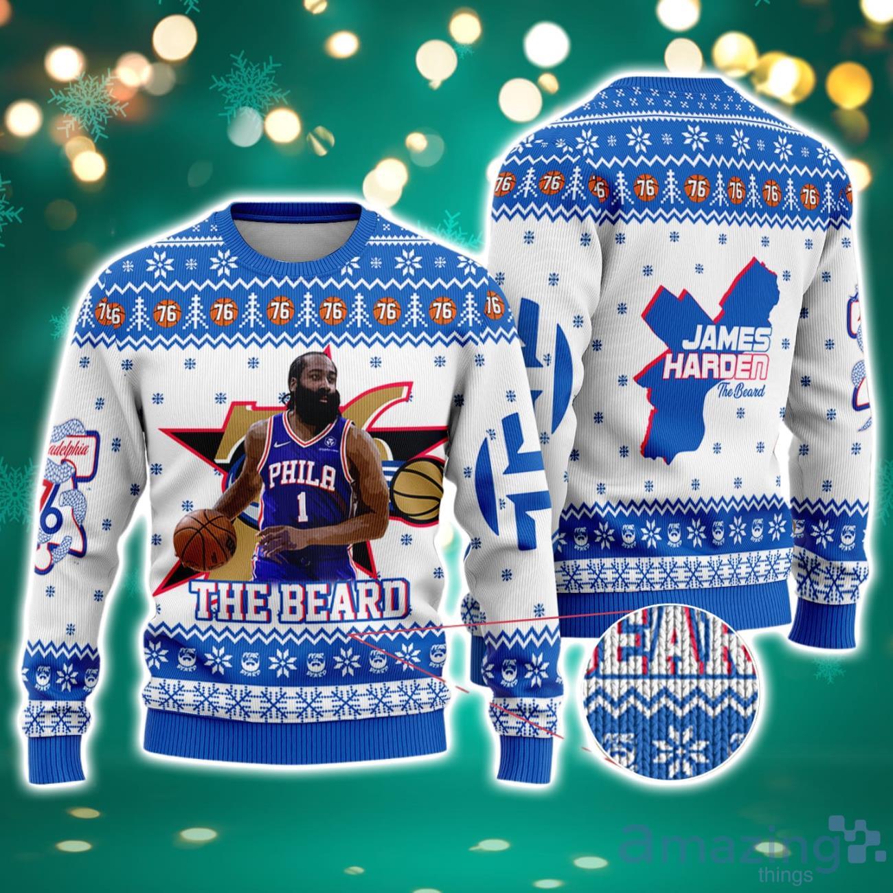 James Harden The Beard Philadelphia 76ers Nba Ugly Christmas Sweater -  Tagotee