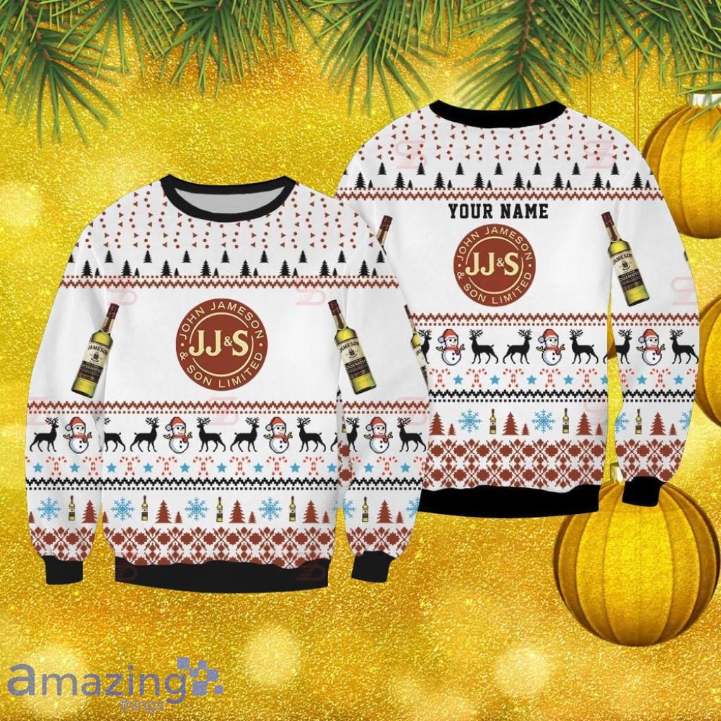 Jameson Irish Whiskey Custom Name Ugly Sweater 3D Gift Christmas Sweatshirt image Jameson Irish Whiskey Custom Name Ugly Sweater 3D Gift Christmas Sweatshirt Product Photo 1