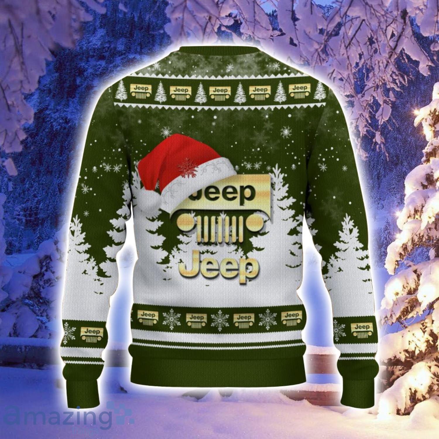 Jeep Santa Hat Pattern Ugly Christmas Sweater For Men And Women image Jeep Santa Hat Pattern Ugly Christmas Sweater For Men And Women Product Photo 3