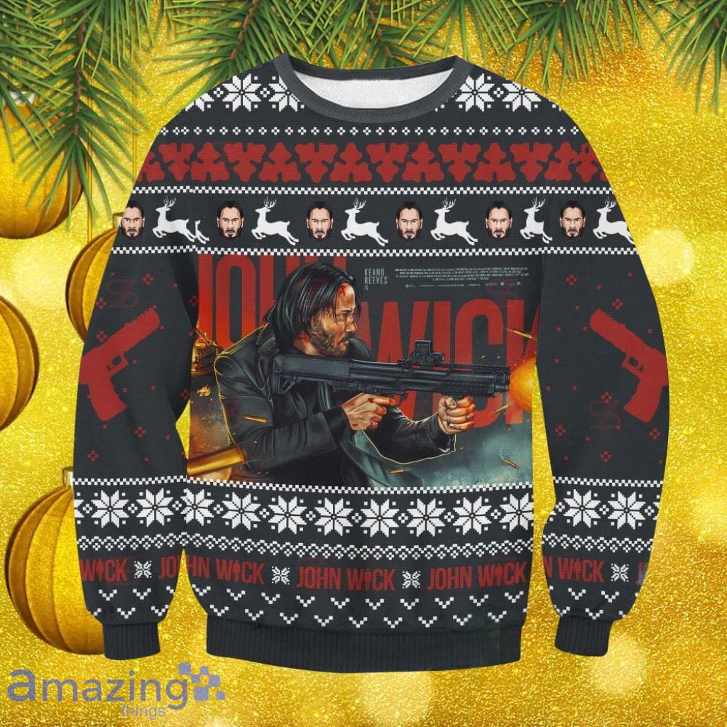 John Wick Keanu Reeves Christmas Ugly Sweater Christmas Gift For Men And Women image John Wick Keanu Reeves Christmas Ugly Sweater Christmas Gift For Men And Women Product Photo 1