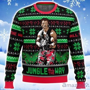 Jungle All The Way Arnold Schwarzenegger Ugly Christmas Sweater Product Photo 1