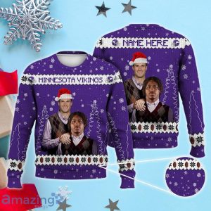 Justin Jefferson Kirk Cousins Minnesota Football Ugly Christmas Sweater, The Vikings Bros Funny Custom Name Product Photo 1