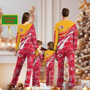 Kansas City Chiefs Custom Name Christmas Pajamas For Fans Product Photo 2