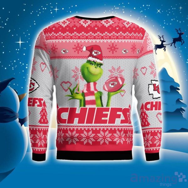 Kansas City Chiefs Grinch Snowflake Pattern Ugly Sweater Christmas Product Photo 2