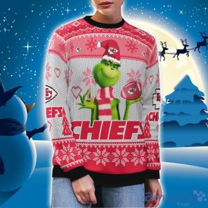 Kansas City Chiefs Grinch Snowflake Pattern Ugly Sweater Christmas Product Photo 3