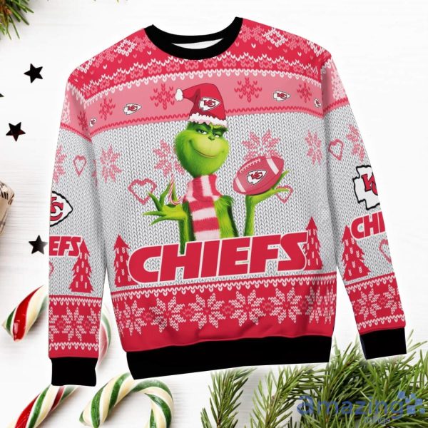Kansas City Chiefs Grinch Snowflake Pattern Ugly Sweater Christmas Product Photo 4