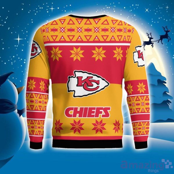 Kansas City Chiefs Logo Big Snowflake Pattern Ugly Christmas Sweater Product Photo 2