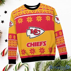 Kansas City Chiefs Logo Big Snowflake Pattern Ugly Christmas Sweater image Kansas City Chiefs Logo Big Snowflake Pattern Ugly Christmas Sweater Product Photo 4