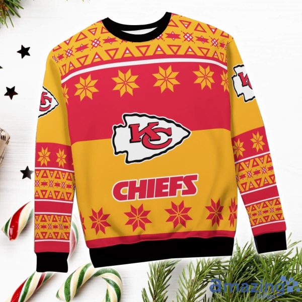 Kansas City Chiefs Logo Big Snowflake Pattern Ugly Christmas Sweater Product Photo 4