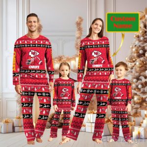 Kansas City Chiefs Personalized Christmas Pajamas For Fans Product Photo 1