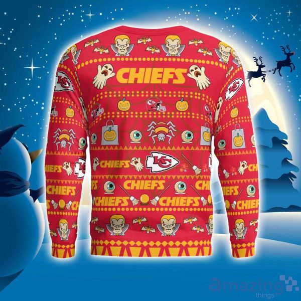 Kansas City Chiefs Pumpkin Halloween Spooky Ghost Pattern Funny 3D Sweater Men And Women Gift Product Photo 4