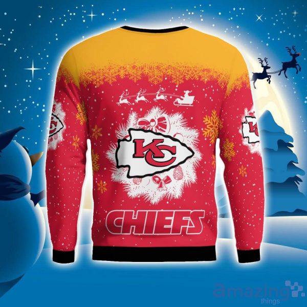 Kansas City Chiefs Santa sleigh driving reindeer Pattern Ugly Christmas Sweater Product Photo 2