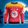 Kansas City Chiefs Santa sleigh driving reindeer Pattern Ugly Christmas Sweater