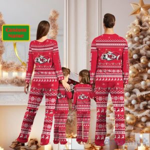 Kansas City Chiefs Team Custom Name Christmas Pajamas For Fans Product Photo 2