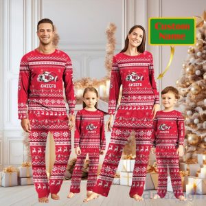 Kansas City Chiefs Team Custom Name Christmas Pajamas For Fans Product Photo 1