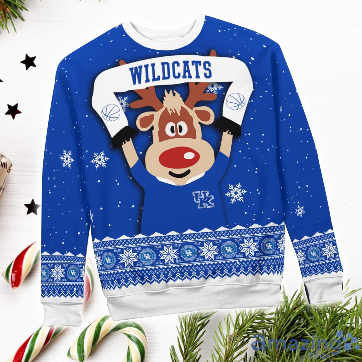 Kentucky Wildcats Cute Reindeer Ugly Christmas Sweater Christmas Party Gift image Kentucky Wildcats Cute Reindeer Ugly Christmas Sweater Christmas Party Gift Product Photo 3