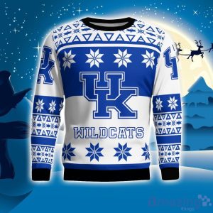 Kentucky Wildcats Logo Big Snowflake Pattern Ugly Christmas Sweater Product Photo 1