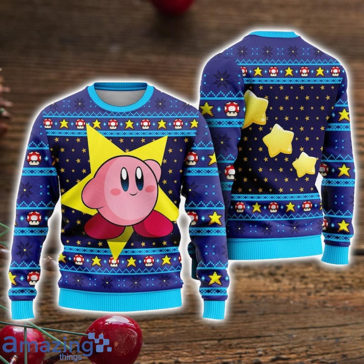 Kirby Ugly Christmas Sweater, Pink Kirby Ugly Christmas Sweater image Kirby Ugly Christmas Sweater, Pink Kirby Ugly Christmas Sweater Product Photo 1