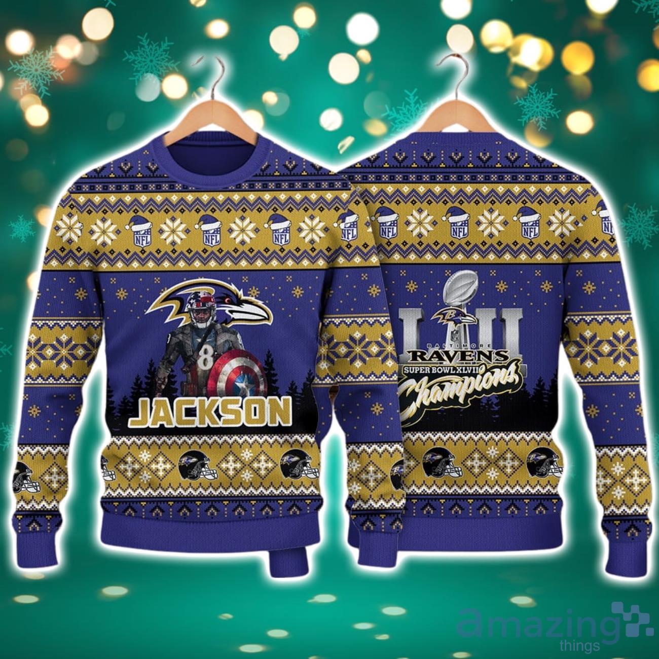 NFL Baltimore Ravens Thermos Ugly Christmas Sweater For Men And