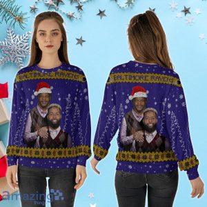 Lamar Jackson Odell Beckham Jr. Baltimore Football Ugly Christmas Sweater Custom Name image Lamar Jackson Odell Beckham Jr. Baltimore Football Ugly Christmas Sweater Custom Name Product Photo 2