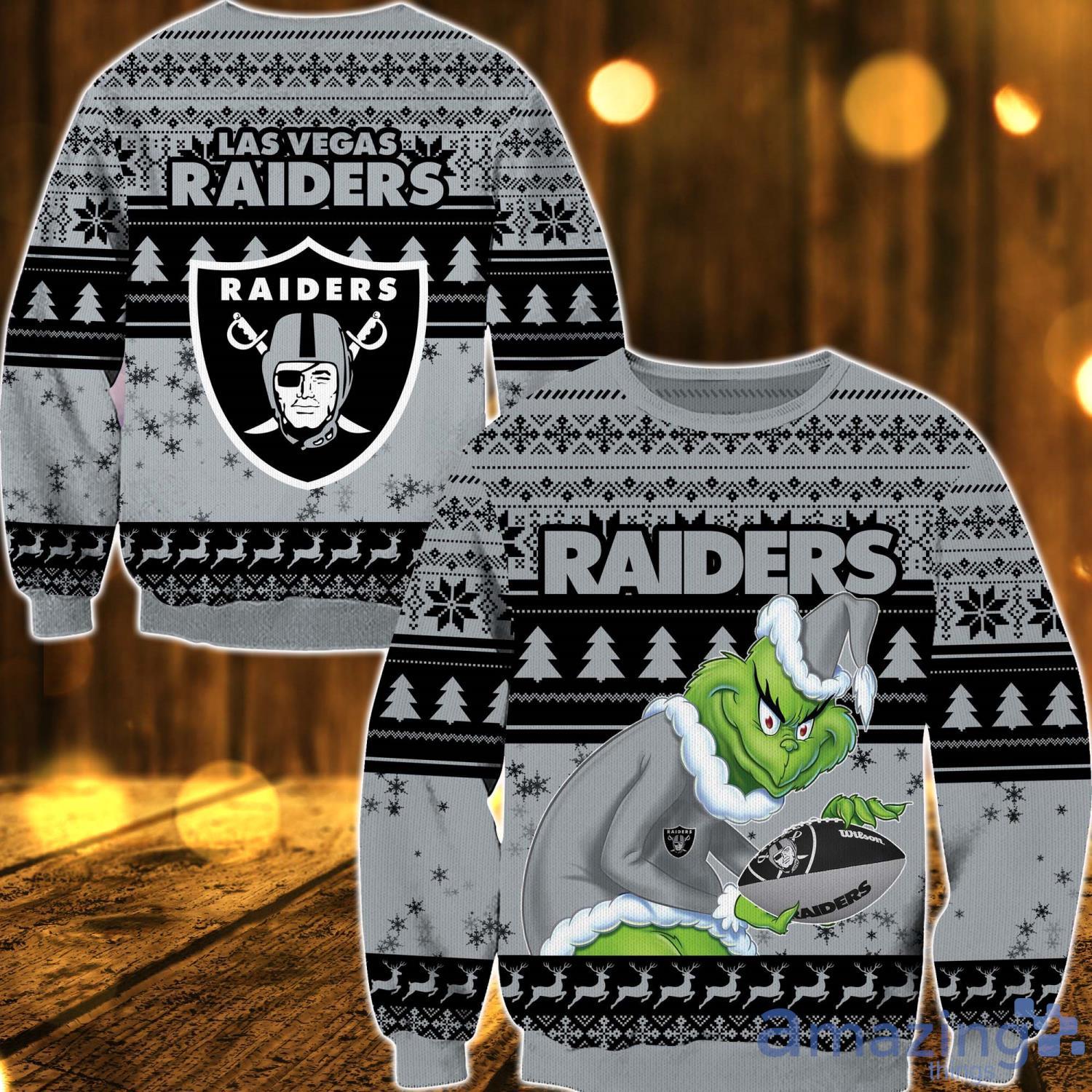 Las Vegas Raiders Grinch Lover Sweater Funny Christmas Gift Ugly Christmas Sweater For Men Women image Las Vegas Raiders Grinch Lover Sweater Funny Christmas Gift Ugly Christmas Sweater For Men Women Product Photo 1