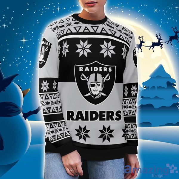 Las Vegas Raiders Logo Big Snowflake Pattern Ugly Christmas Sweater