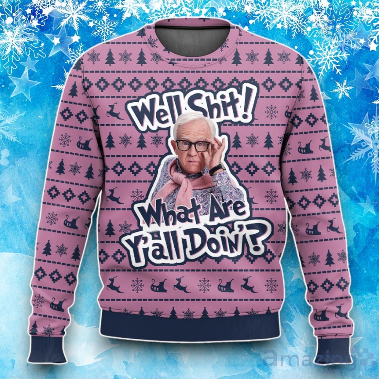 Leslie Jordan Well Shit! What Are Y’all Doin’ Ugly Christmas Sweater image Leslie Jordan Well Shit! What Are Y’all Doin’ Ugly Christmas Sweater Product Photo 1