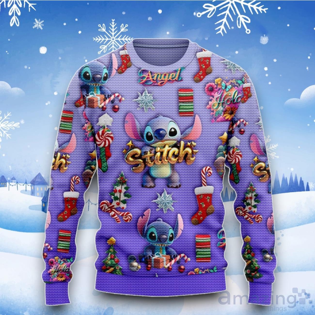 Lilo & Stitch Angel Christmas Ugly Sweater image Lilo & Stitch Angel Christmas Ugly Sweater Product Photo 2