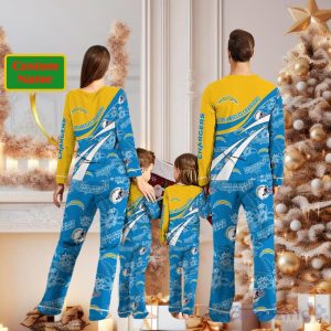 Los Angeles Chargers Custom Name Christmas Pajamas For Fans image Los Angeles Chargers Custom Name Christmas Pajamas For Fans Product Photo 2