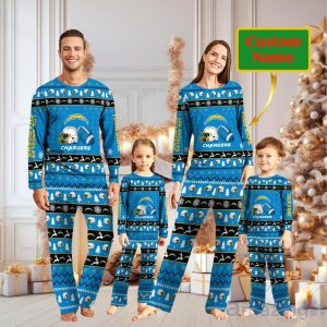 Los Angeles Chargers Personalized Christmas Pajamas For Fans Product Photo 1