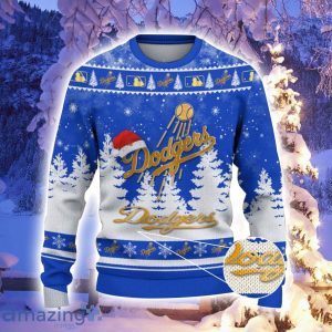 Los Angeles Dodgers Santa Hat Pattern Ugly Christmas Sweater For Men And Women image Los Angeles Dodgers Santa Hat Pattern Ugly Christmas Sweater For Men And Women Product Photo 2