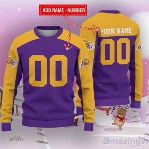 Los Angeles Lakers Ugly Sweater Custom Name And Number Hot Design For Christmas Gift Product Photo 1