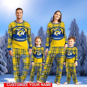 Los Angeles Rams Pajamas Set Family Custom Name Christmas Gift Football Team Pajamas Set Product Photo 1