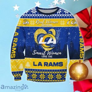 Los Angeles Rams Smart Woman Love Football Ugly Christmas Sweater Product Photo 1