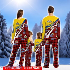 Los Angeles Rams Team Pajamas Personalize Name Buffalo Plaid Christmas Pajamas Set Product Photo 2