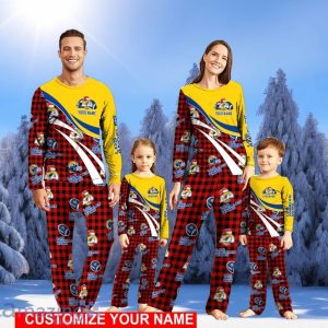 Los Angeles Rams Team Pajamas Personalize Name Buffalo Plaid Christmas Pajamas Set Product Photo 1