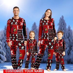Louisville Cardinals Pajamas Set Personalized Name For Sport Fans Christmas Pajamas Set For Family Product Photo 1
