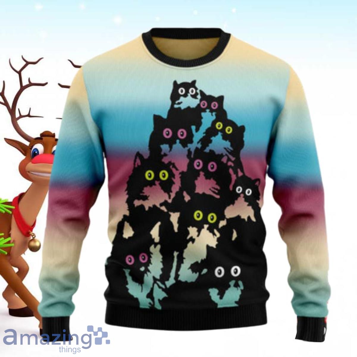 Lovely Black Cat Ugly Christmas Sweater Best Gifts image Lovely Black Cat Ugly Christmas Sweater Best Gifts Product Photo 1