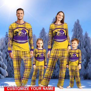 LSU TIGERS Pajamas Set Family Custom Name Christmas Gift Football Team Pajamas Set Product Photo 1