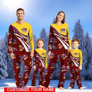 LSU TIGERS Team Pajamas Personalize Name Buffalo Plaid Christmas Pajamas Set Product Photo 1