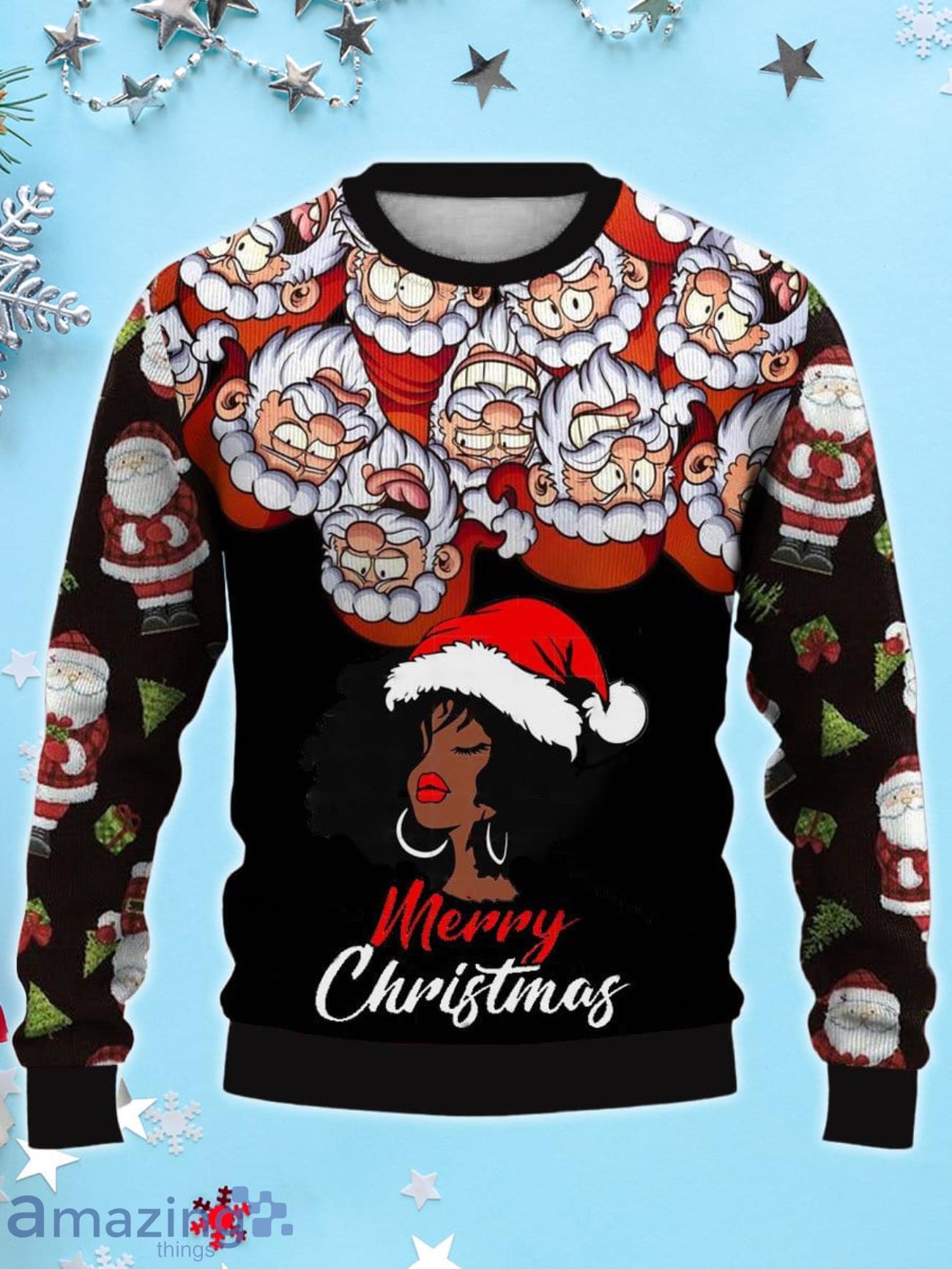 Men's Casual Santa And Belle 3D Ugly Christmas Sweater, Xmas Gift For Everyone image Men's Casual Santa And Belle 3D Ugly Christmas Sweater, Xmas Gift For Everyone