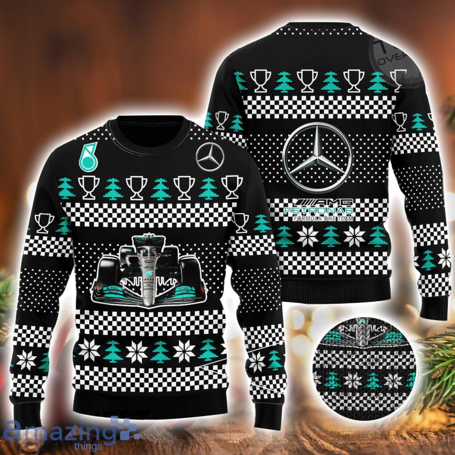 Mercedes AMG Petronas Ugly Sweater Christmas Gift Men And Women 2023 Sweater image Mercedes-AMG Petronas Ugly Sweater Christmas Gift Men And Women 2023 Sweater Product Photo 1