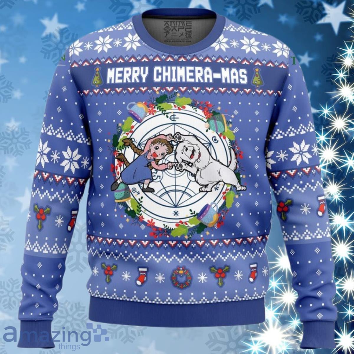Merry Chimera Mas Fullmetal Alchemist Ugly Sweater Impressive Gift image Merry Chimera-Mas Fullmetal Alchemist Ugly Sweater Impressive Gift Product Photo 1