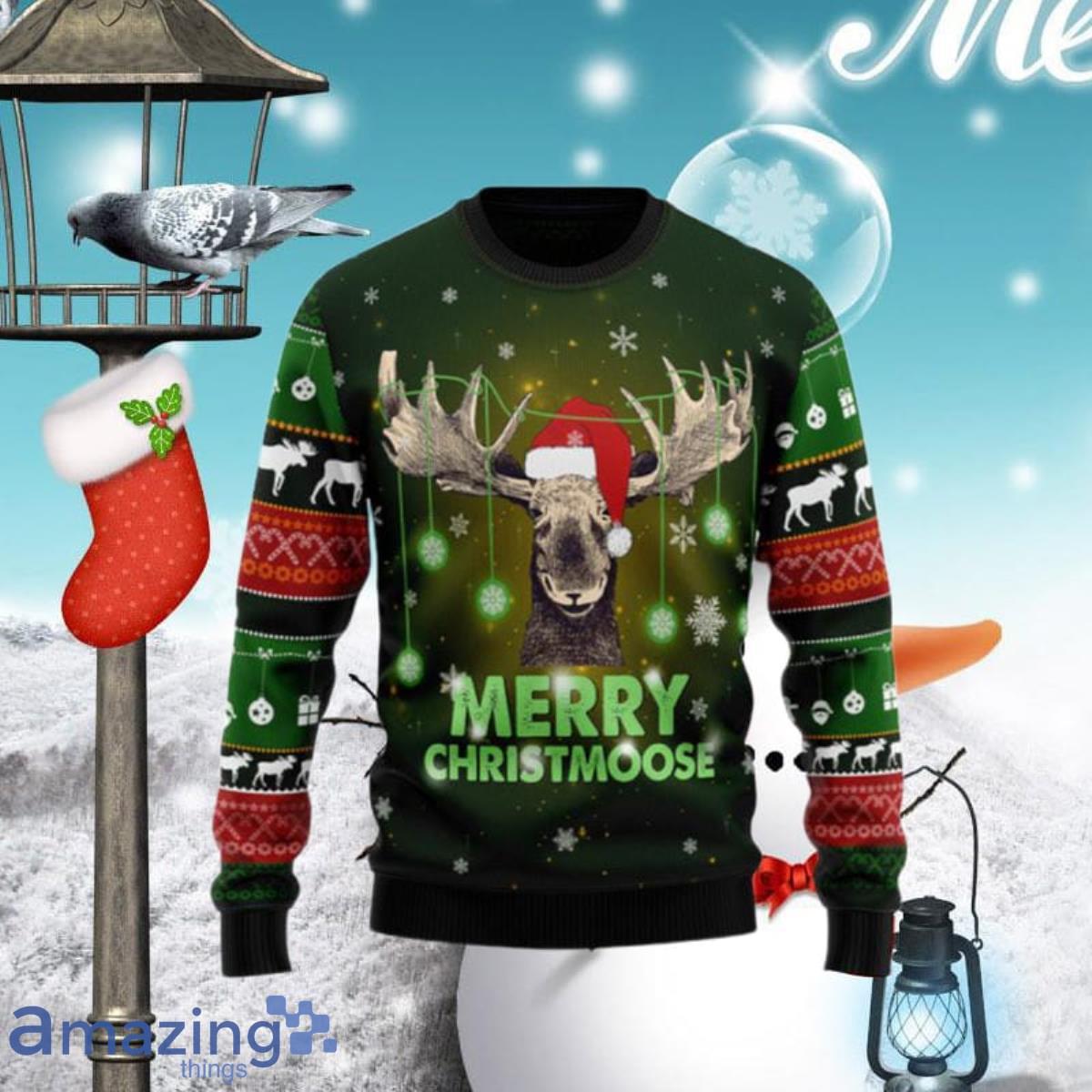 Merry Christ Moose Ugly Christmas Sweaters Special Gift For Men Women image Merry Christ Moose Ugly Christmas Sweaters Special Gift For Men Women Product Photo 1